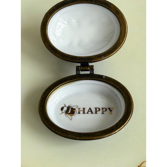 Vintage 90's Dept 56 Bee Happy Small Porcelain Trinket Box - Picture 3 of 8